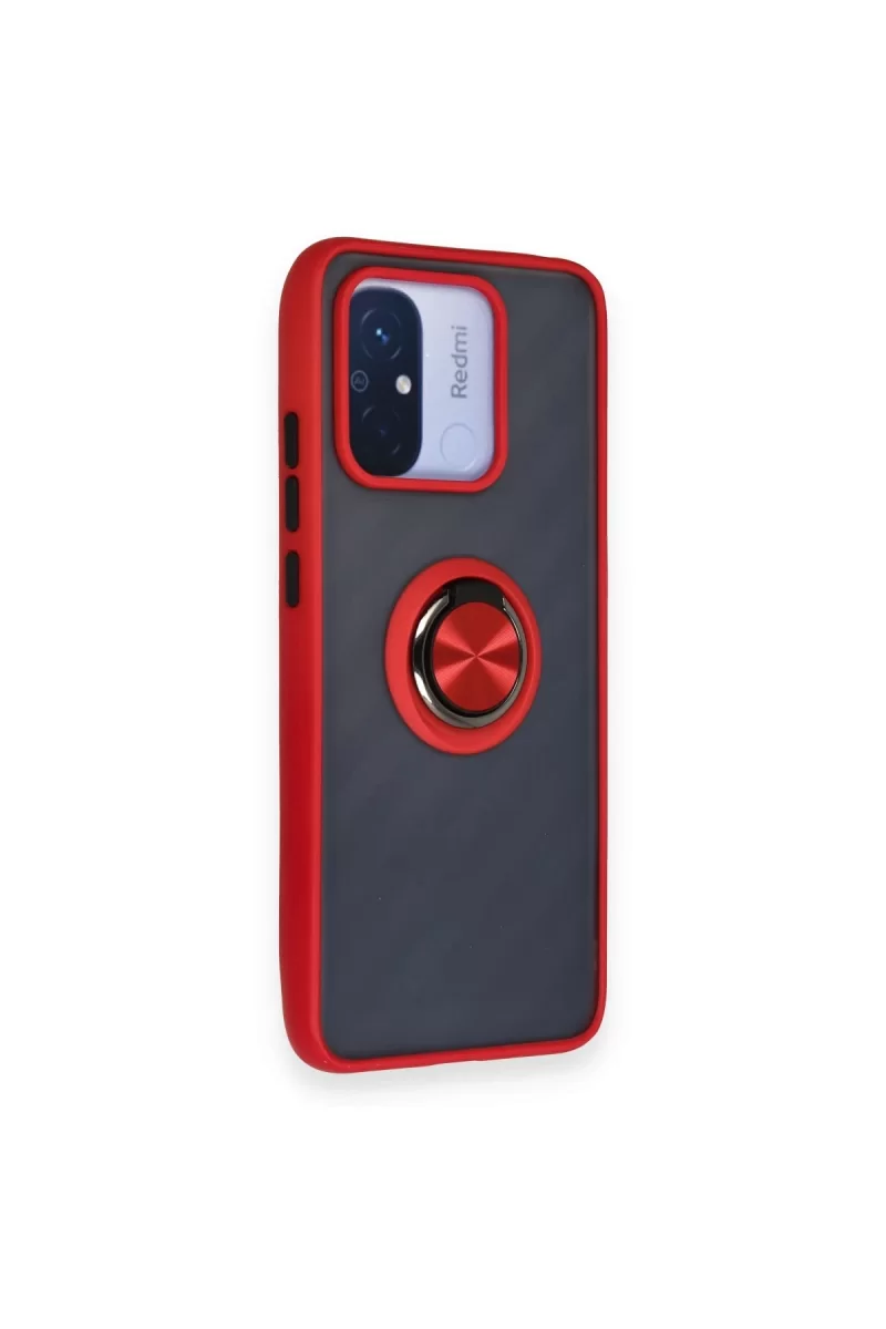 Newface Xiaomi Redmi 12C Kılıf Montreal Yüzüklü Silikon Kapak - Kırmızı