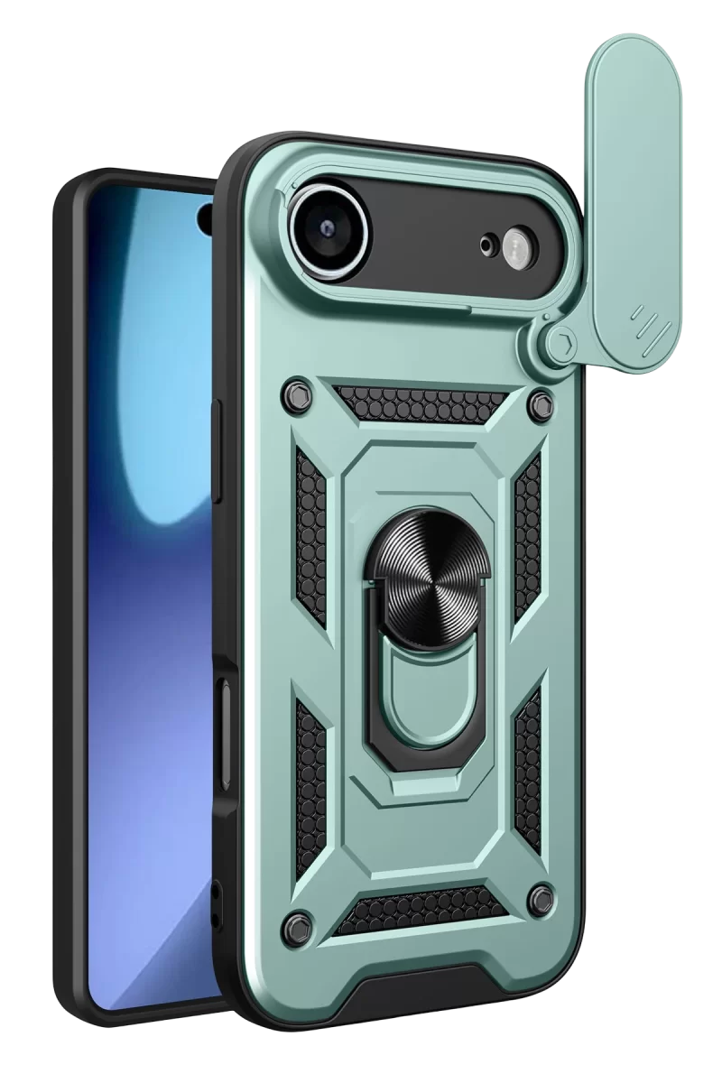 Newface Apple iPhone 17 Air Pars Lens Yüzüklü Silikon - Yeşil