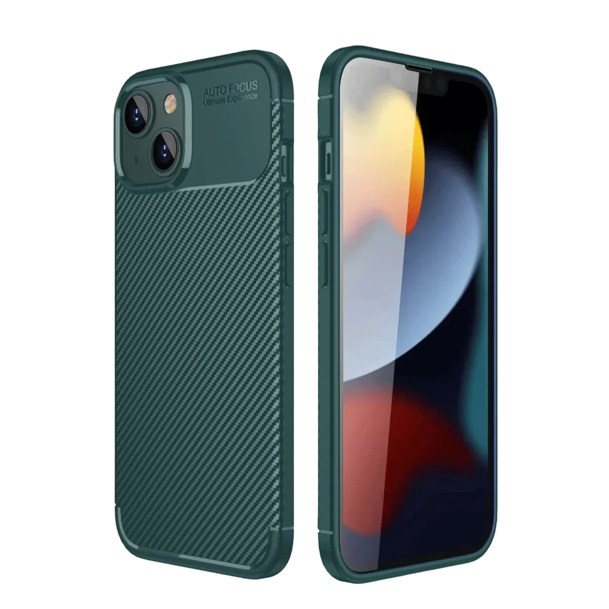 Newface Apple iPhone 14 Kılıf Auto Focus Karbon Kapak - Koyu Yeşil