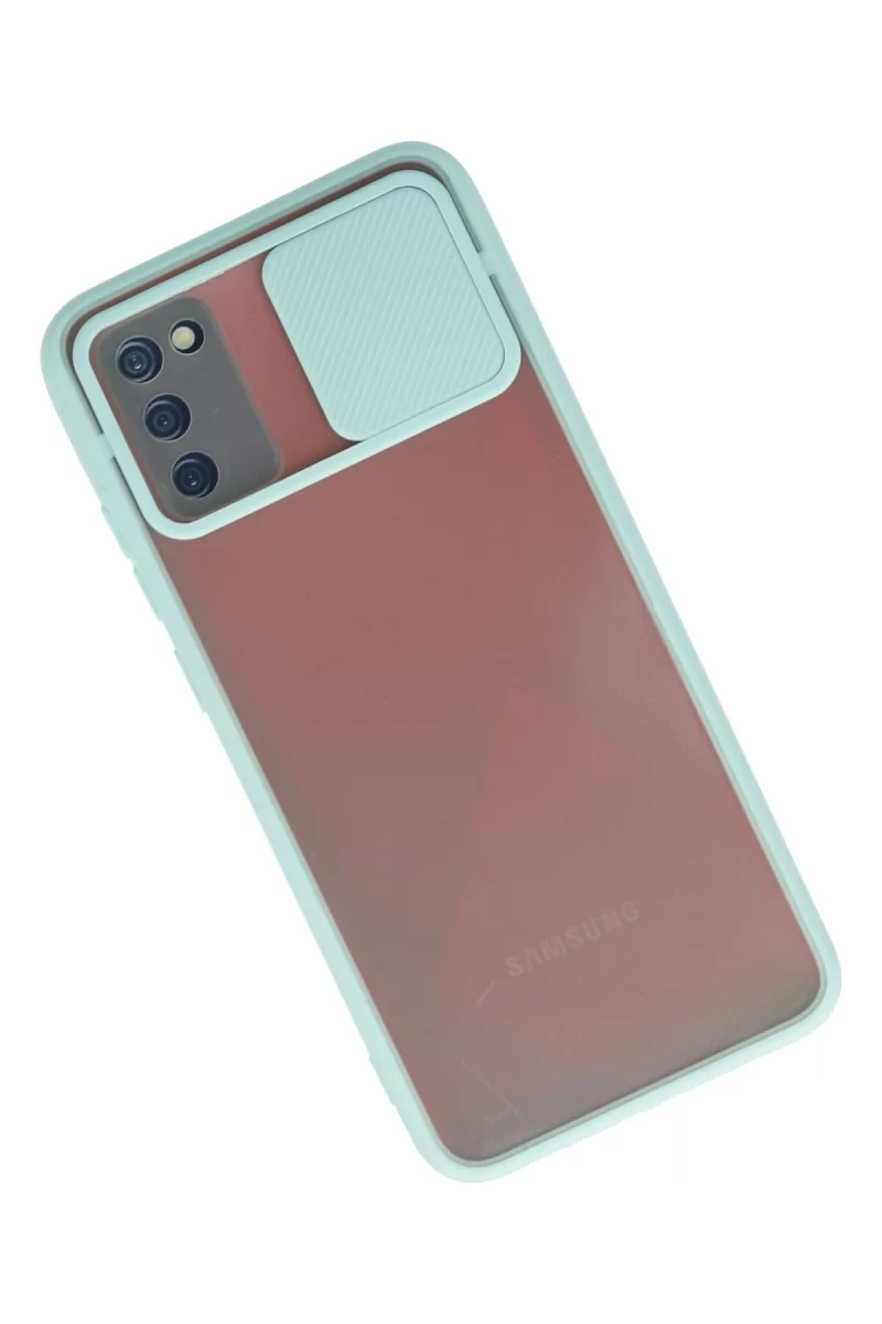 Newface Samsung Galaxy A02S Kılıf Palm Buzlu Kamera Sürgülü Silikon - Turkuaz