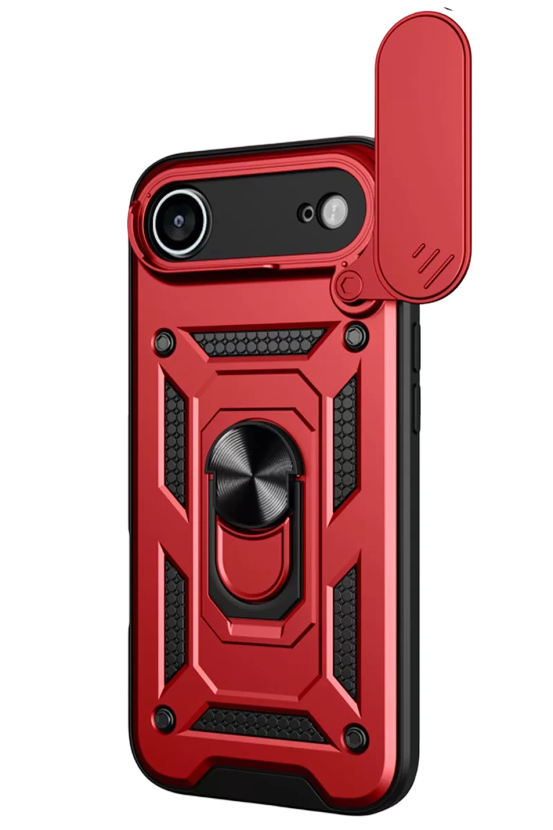 Newface Apple iPhone 17 Air Pars Lens Yüzüklü Silikon - Kırmızı