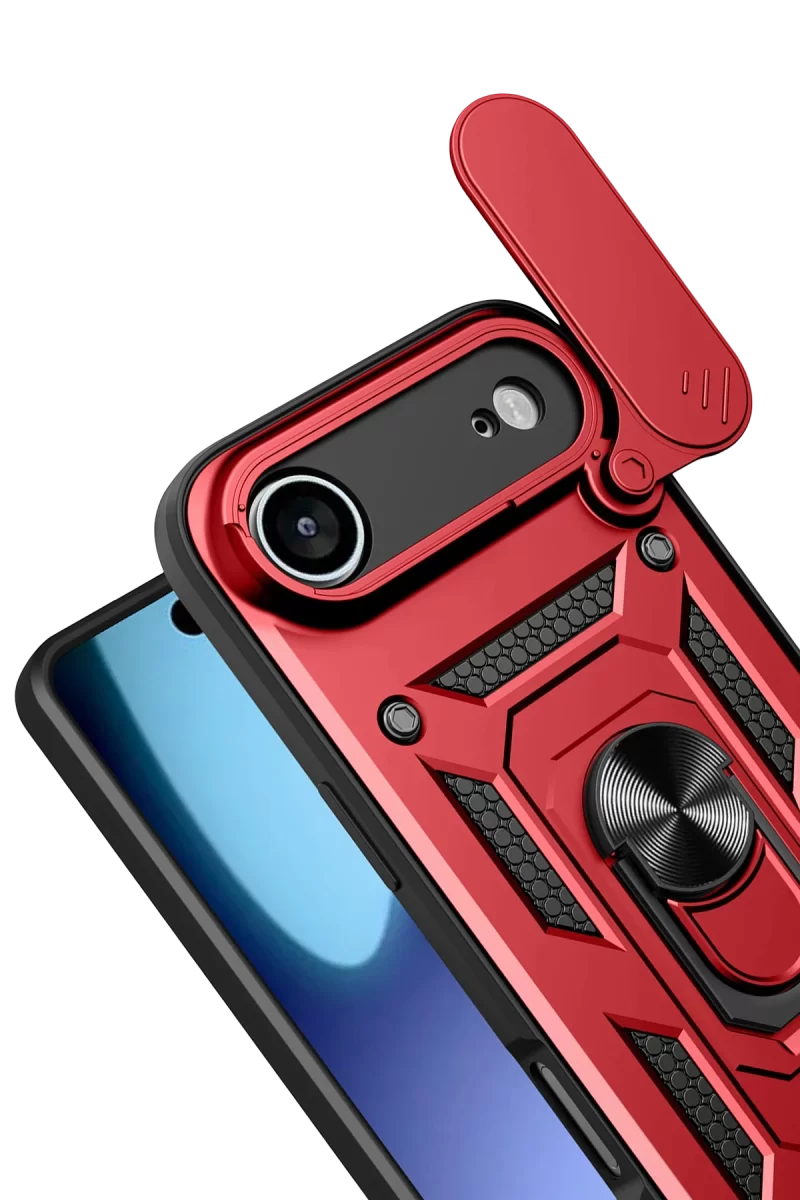 Newface Apple iPhone 17 Air Pars Lens Yüzüklü Silikon - Kırmızı
