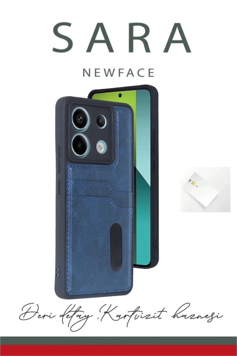 Newface Xiaomi Redmi Note 13 Pro 5G Kılıf Sara Kartvizitli Deri Kılıf - Koyu Yeşil