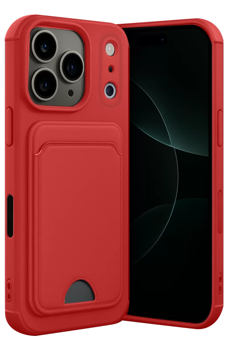 Newface Apple iPhone 17 Pro Kelvin Kartvizitli Silikon - Kırmızı