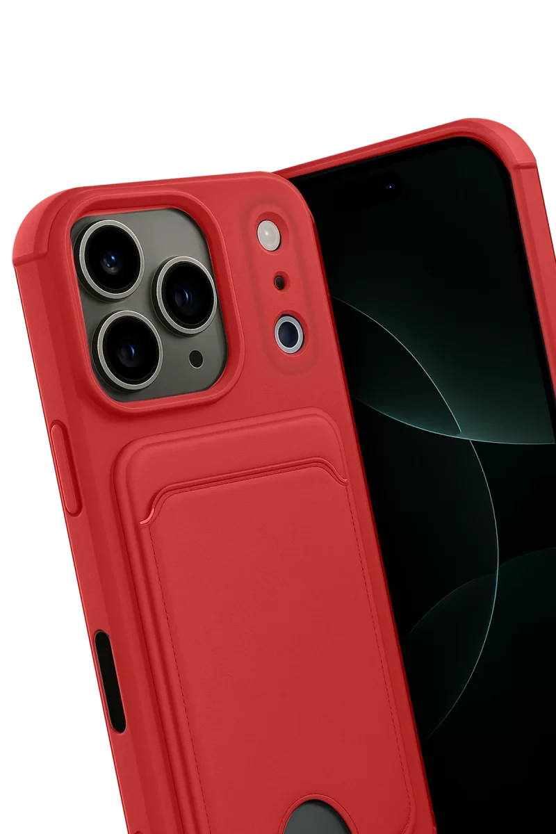 Newface Apple iPhone 17 Pro Kelvin Kartvizitli Silikon - Kırmızı