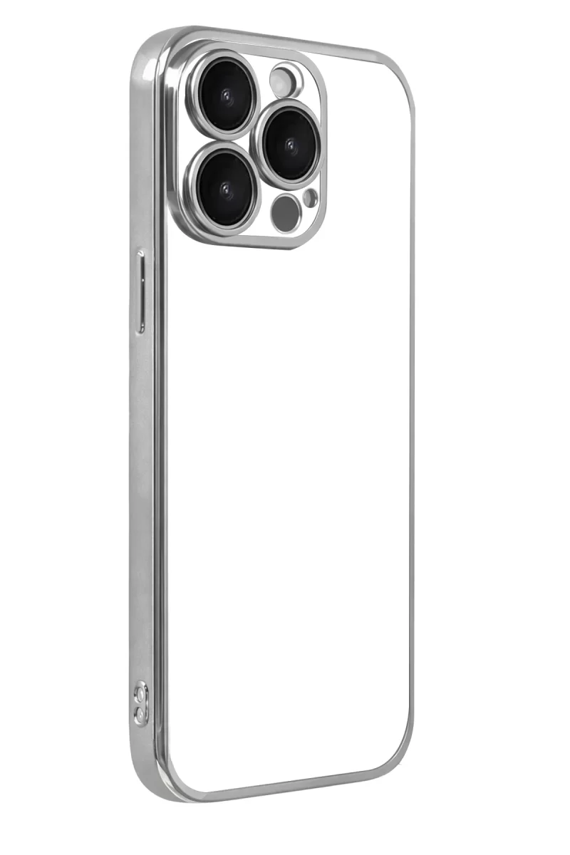Newface Apple iPhone 15 Pro Max Razer Lensli Silikon - Gümüş