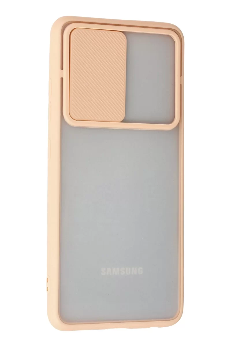 Newface Samsung Galaxy A72 Kılıf Palm Buzlu Kamera Sürgülü Silikon - Pembe