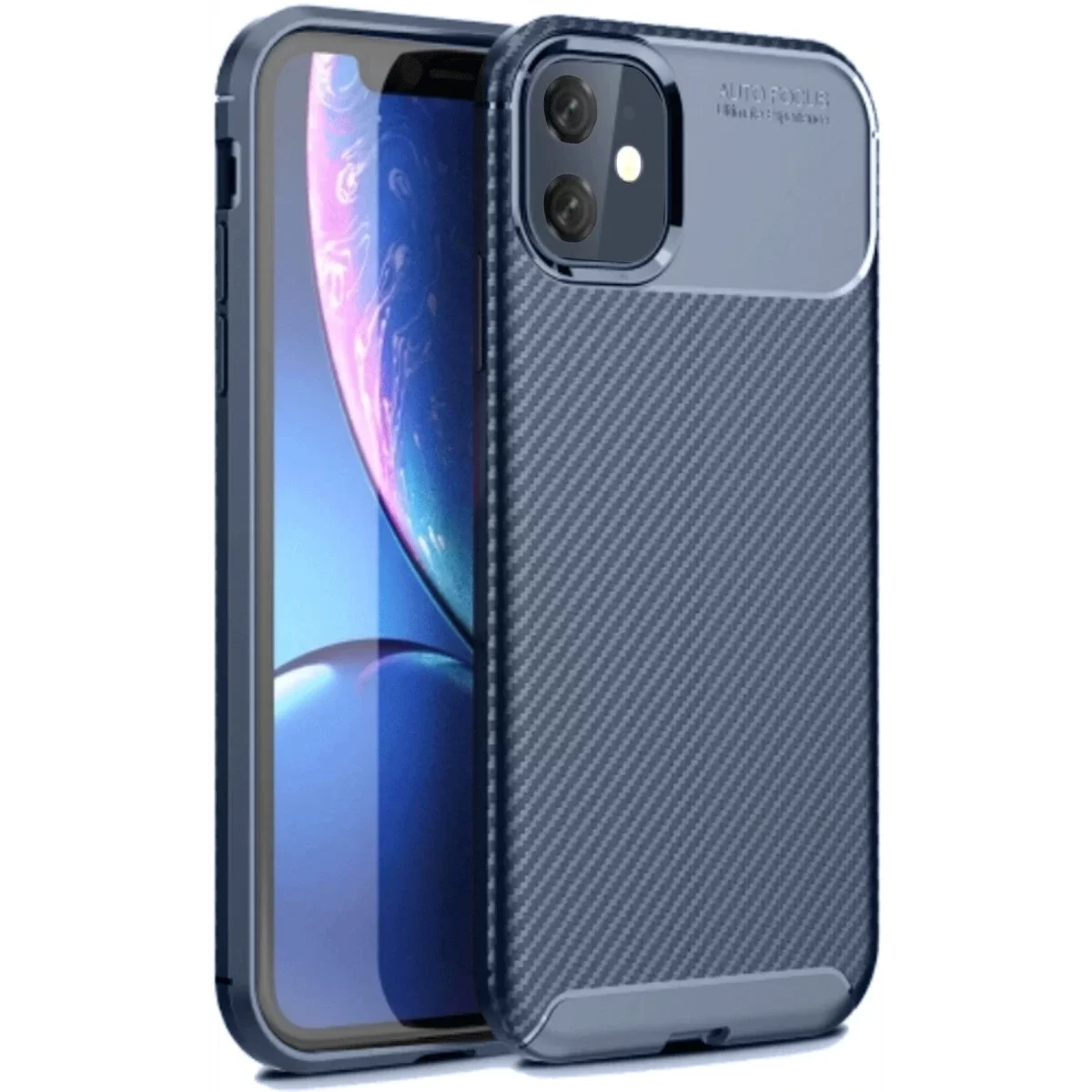 Newface Apple iPhone 11 Kılıf Auto Focus Karbon Kapak - Lacivert