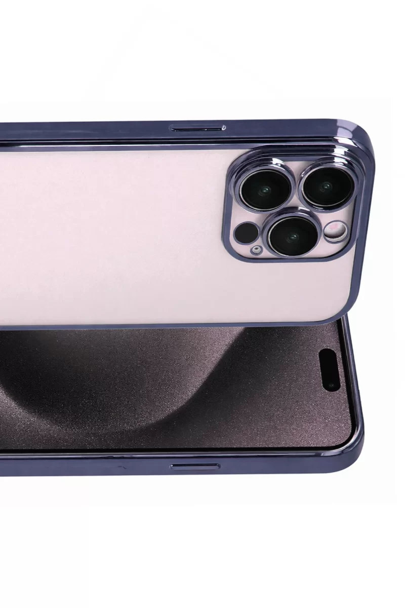 Newface Apple iPhone 15 Pro Max Razer Lensli Silikon - Lacivert