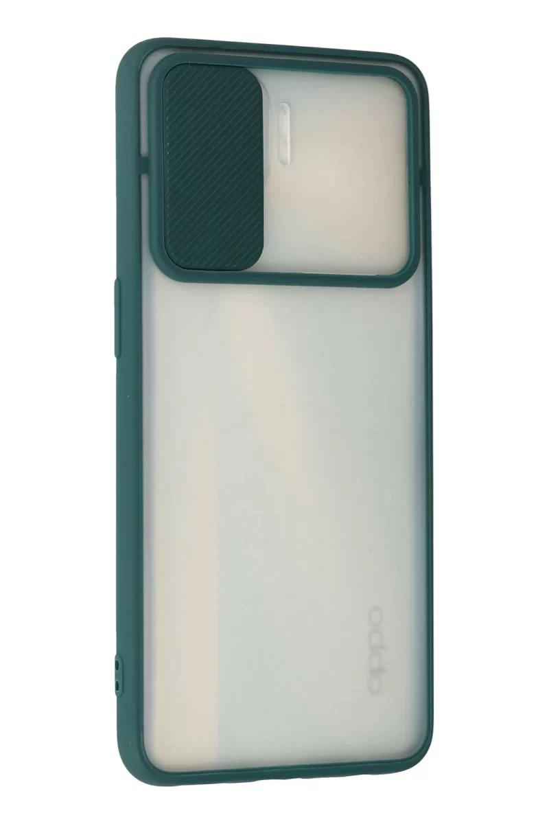 Newface Oppo Reno 4 Lite Kılıf Palm Buzlu Kamera Sürgülü Silikon - Yeşil