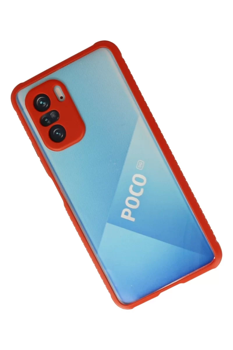 Newface Xiaomi Poco F3 Kılıf Miami Şeffaf Silikon - Kırmızı