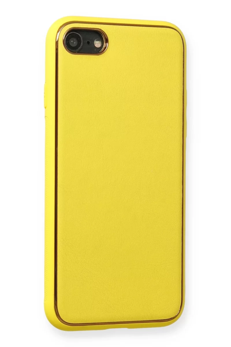 Newface Apple iPhone 7 Kılıf Coco Deri Silikon Kapak - Sarı