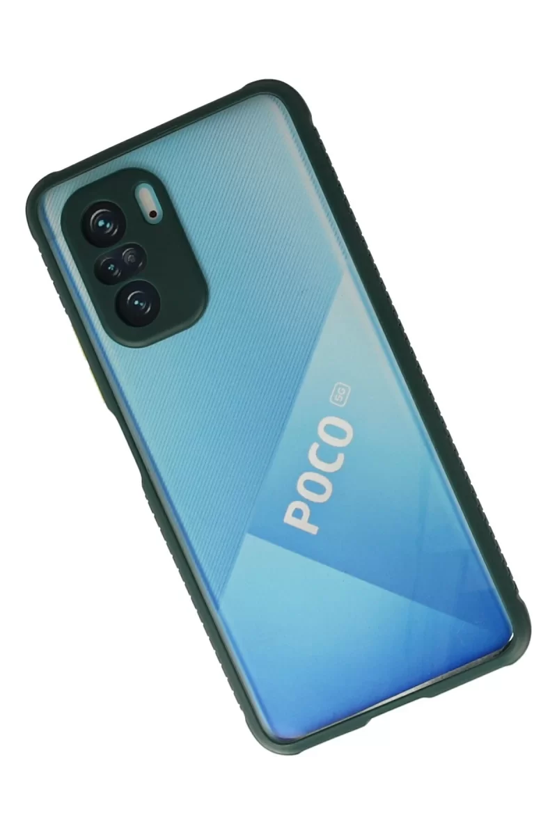 Newface Xiaomi Poco F3 Kılıf Miami Şeffaf Silikon - Koyu Yeşil