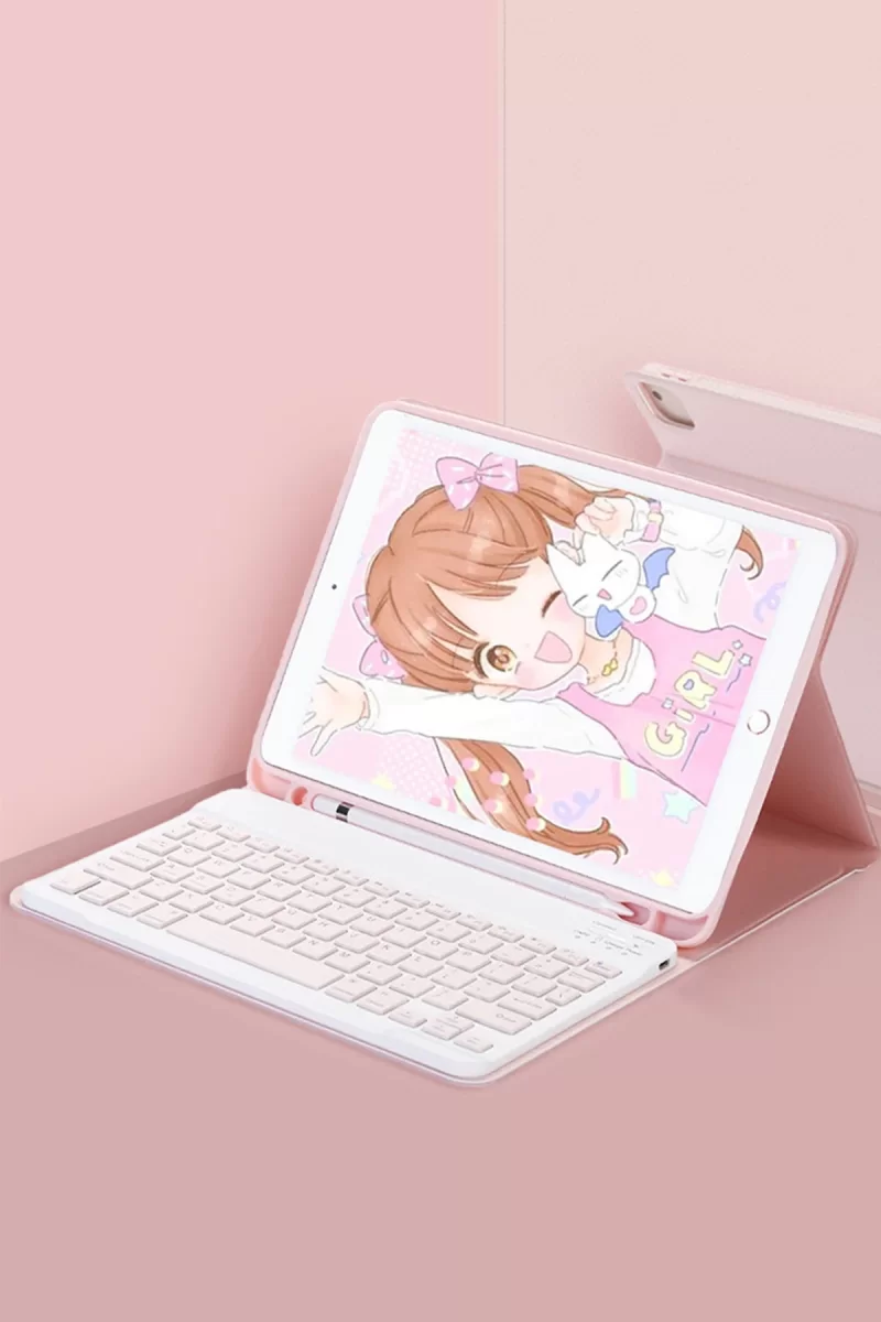 Newface Apple iPad Pro 11 (2024) Kılıf KC01 Smart Klavyeli Tablet Kılıfı - Pembe