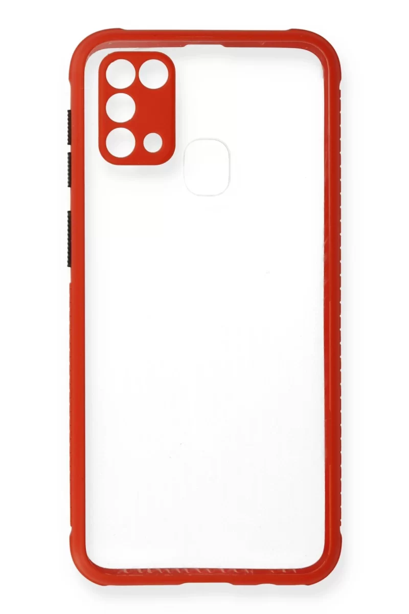 Newface Samsung Galaxy M31 Kılıf Miami Şeffaf Silikon - Kırmızı
