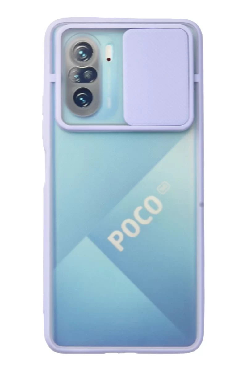 Newface Xiaomi Poco F3 Kılıf Palm Buzlu Kamera Sürgülü Silikon - Lila