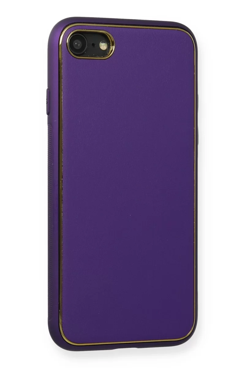 Newface Apple iPhone 7 Kılıf Coco Deri Silikon Kapak - Mor