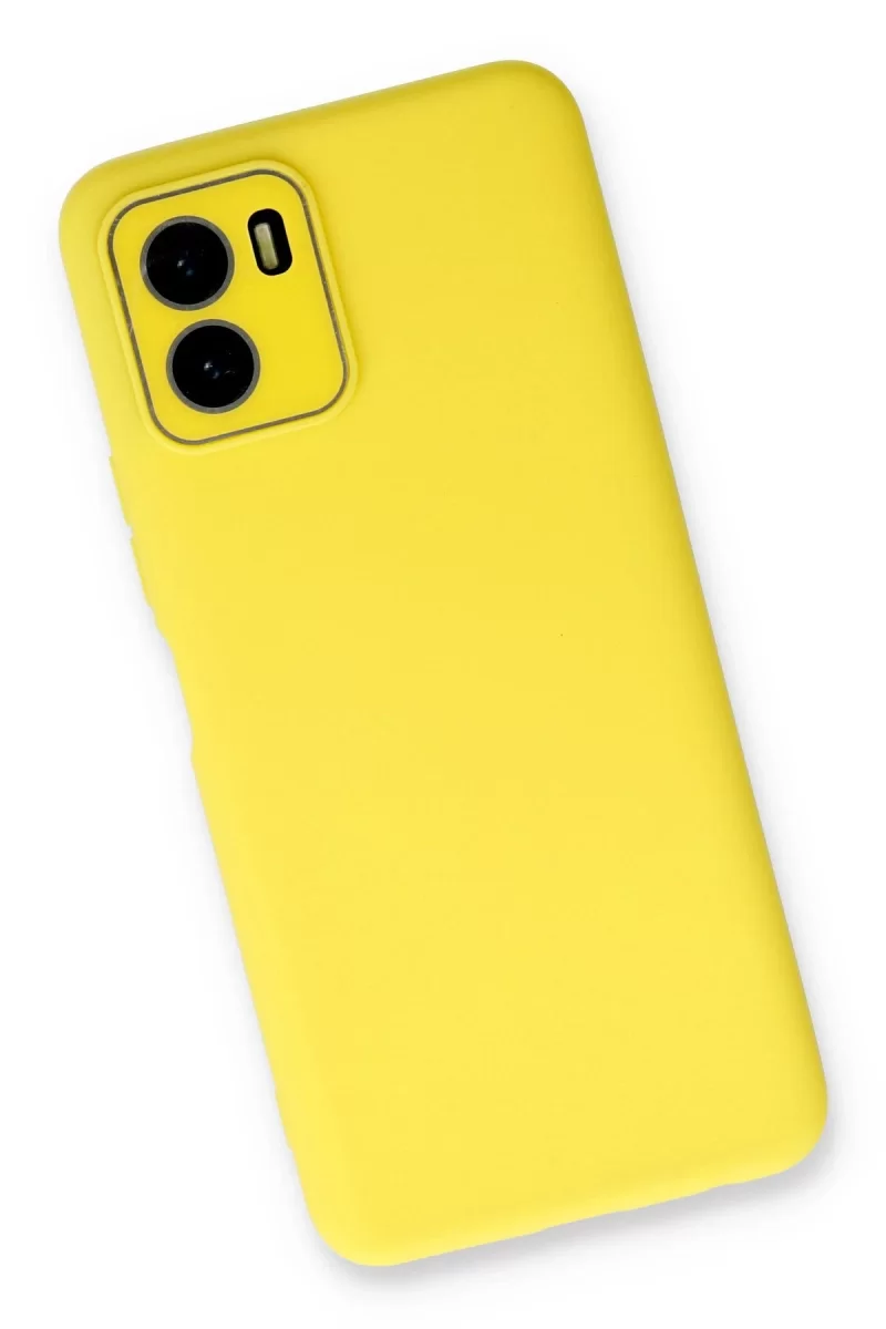 Newface Vivo Y15S Kılıf Lansman Glass Kapak - Sarı