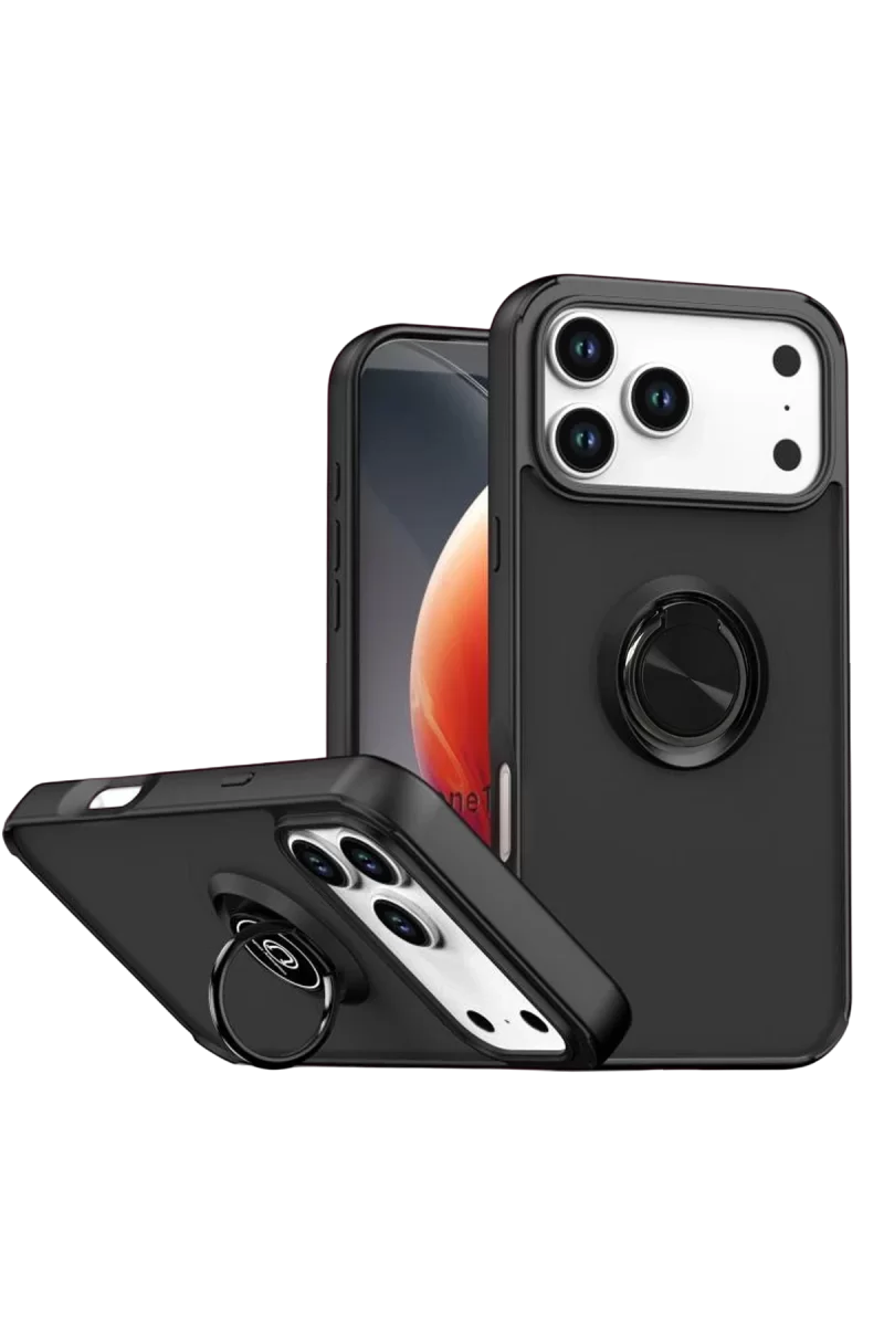 Newface Apple iPhone 17 Pro Montreal Yüzüklü Silikon Kapak - Siyah