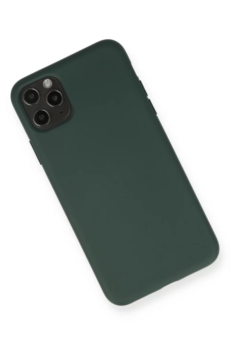 Newface Apple iPhone 11 Pro Max Kılıf Nano içi Kadife Silikon - Koyu Yeşil