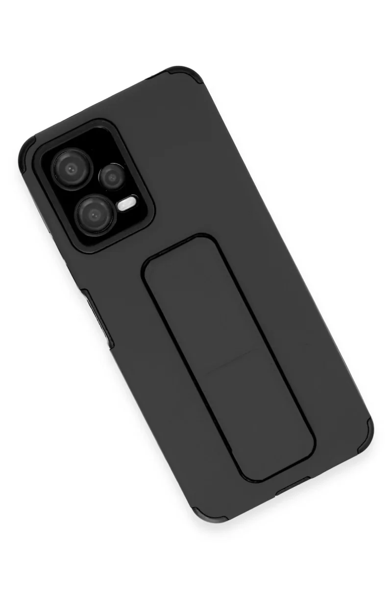 Newface Xiaomi Poco X5 5G Kılıf Mega Standlı Silikon - Siyah