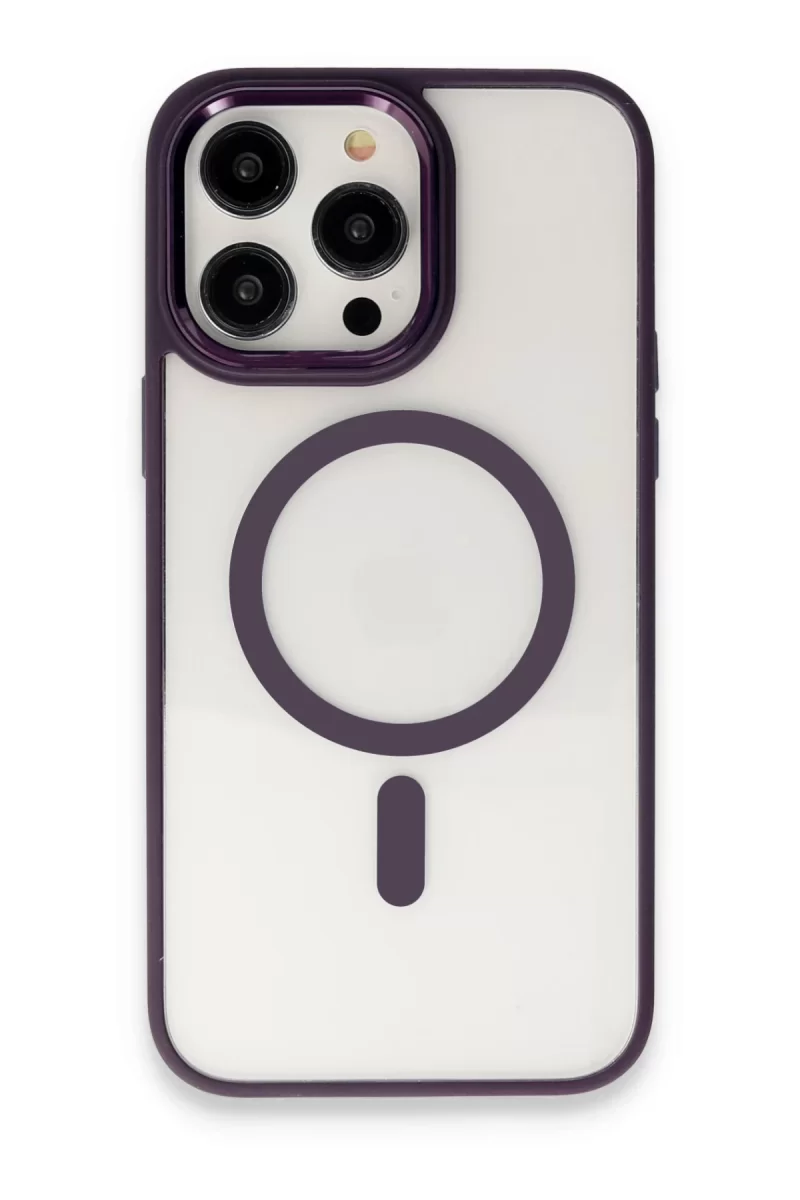 Newface Apple iPhone 15 Pro Max Kılıf Room Magneticsafe Silikon - Derin Mor