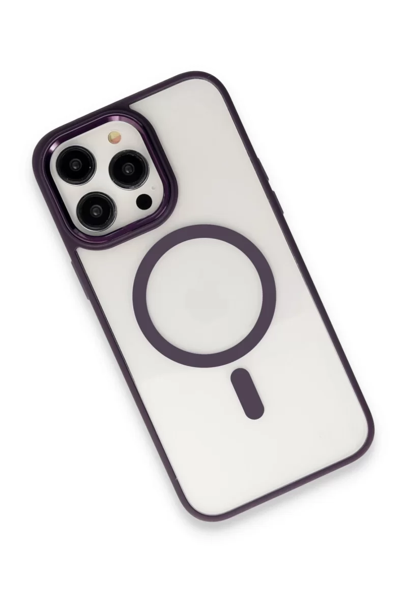 Newface Apple iPhone 15 Pro Max Kılıf Room Magneticsafe Silikon - Derin Mor