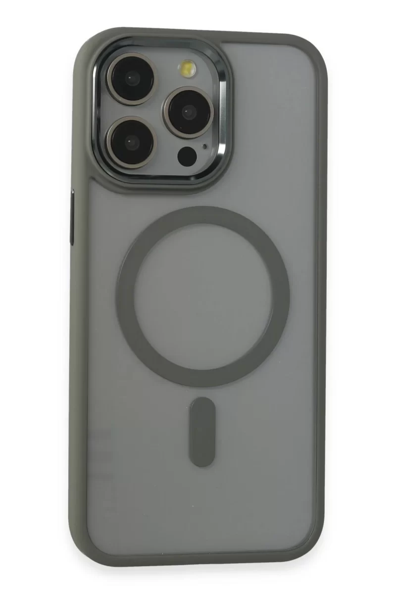 Newface Apple iPhone 15 Pro Max Kılıf Room Magneticsafe Silikon - Gri