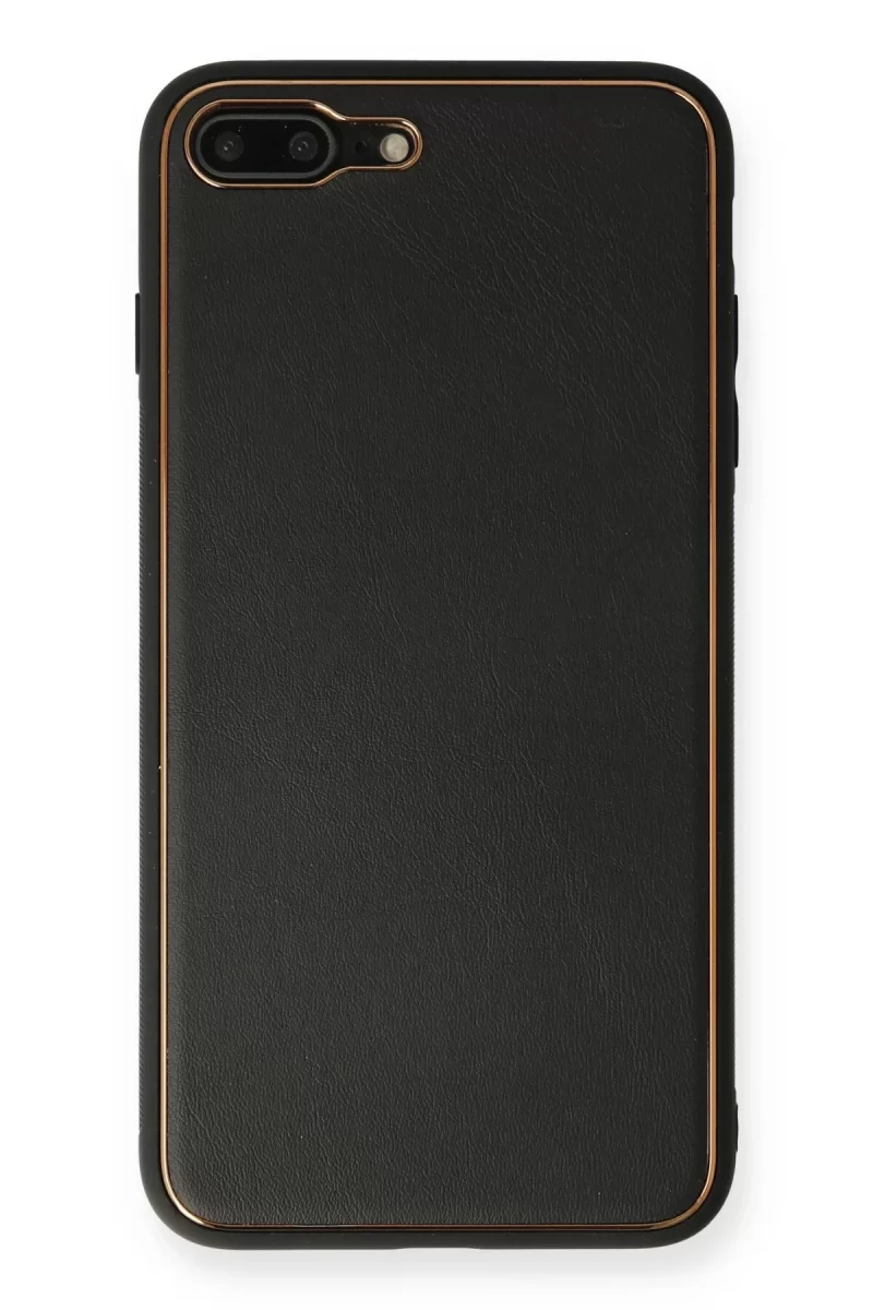 Newface Apple iPhone 7 Plus Kılıf Coco Deri Silikon Kapak - Siyah