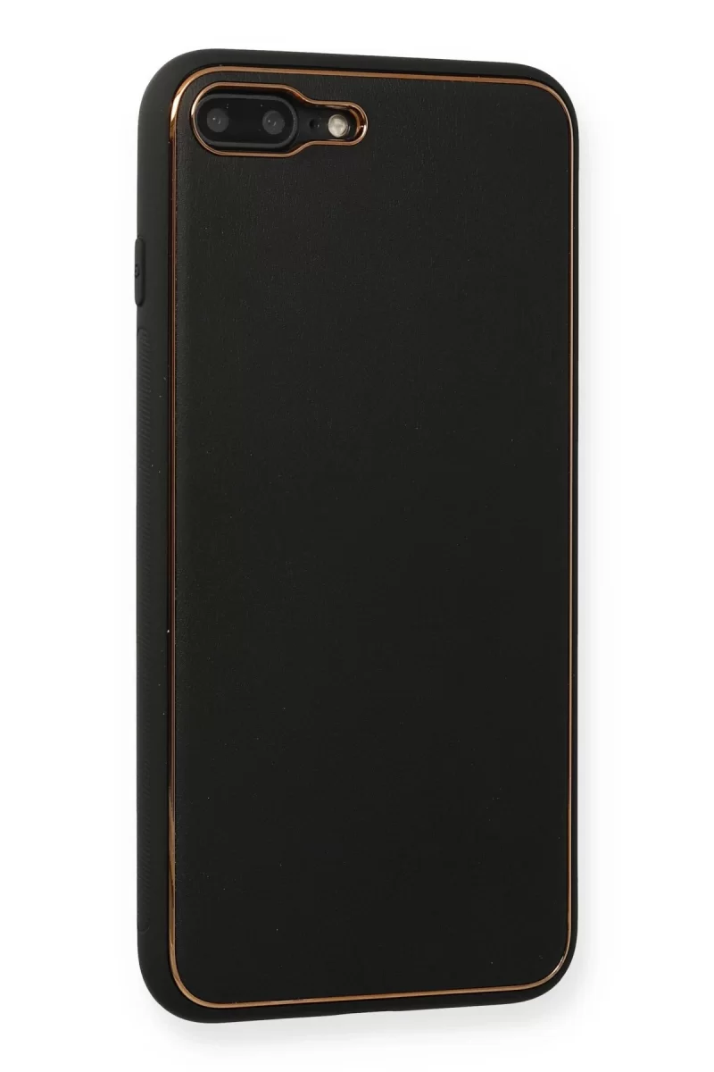 Newface Apple iPhone 7 Plus Kılıf Coco Deri Silikon Kapak - Siyah