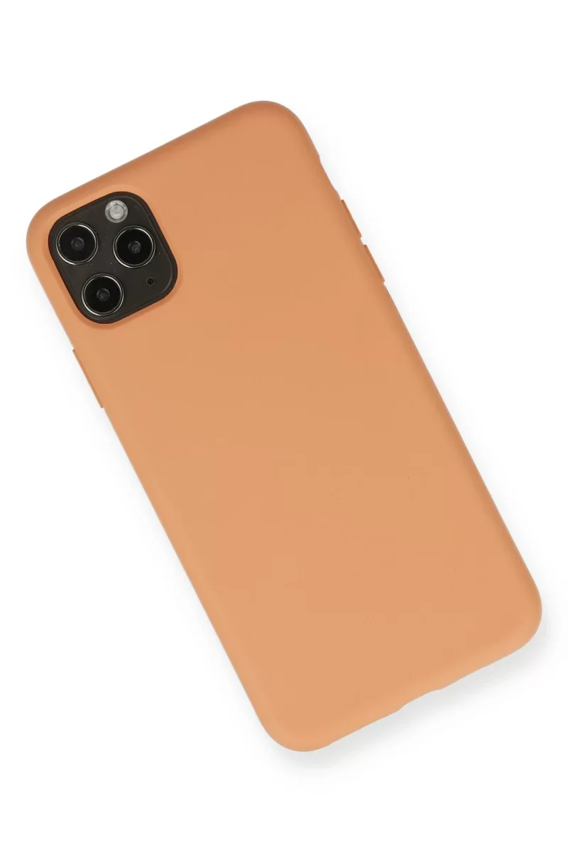 Newface Apple iPhone 11 Pro Max Kılıf Nano içi Kadife Silikon - Mat Turuncu