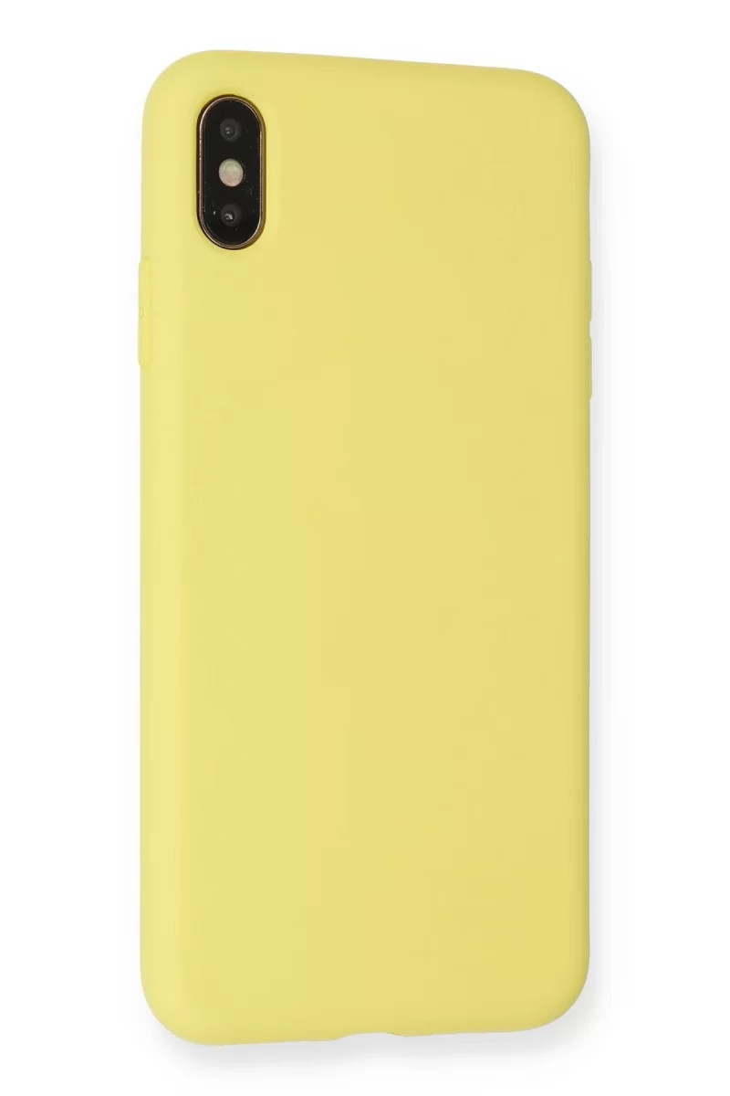Newface Apple iPhone XS Max Kılıf Nano içi Kadife Silikon - Mat Sarı