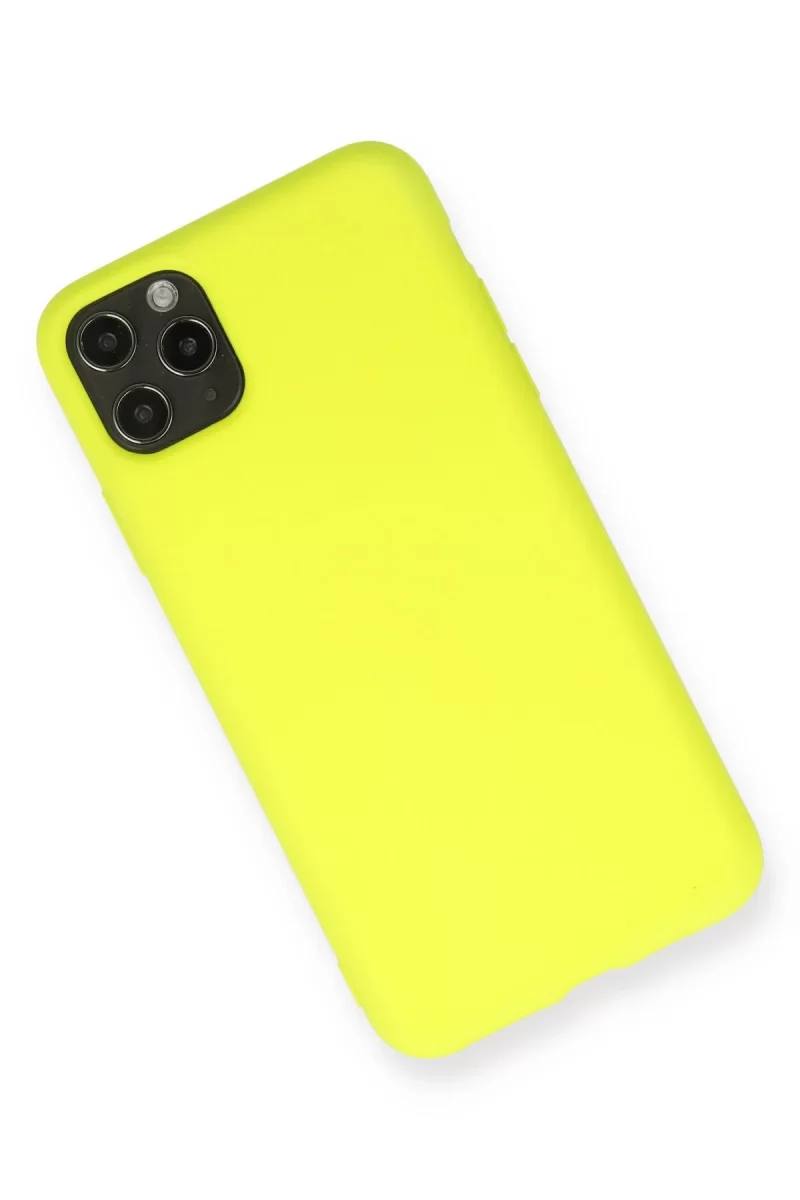 Newface Apple iPhone 11 Pro Max Kılıf Nano içi Kadife Silikon - Sarı