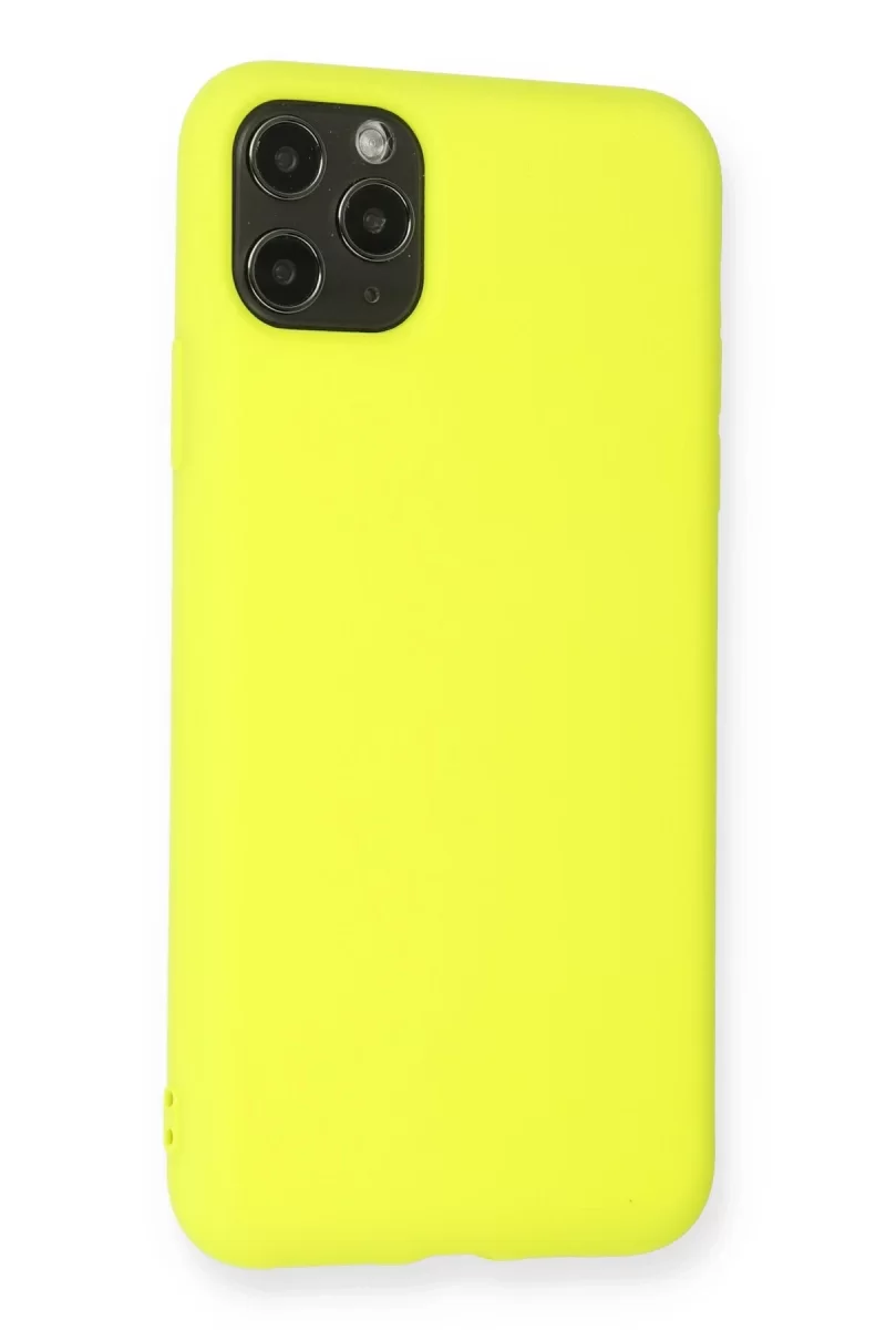 Newface Apple iPhone 11 Pro Max Kılıf Nano içi Kadife Silikon - Sarı