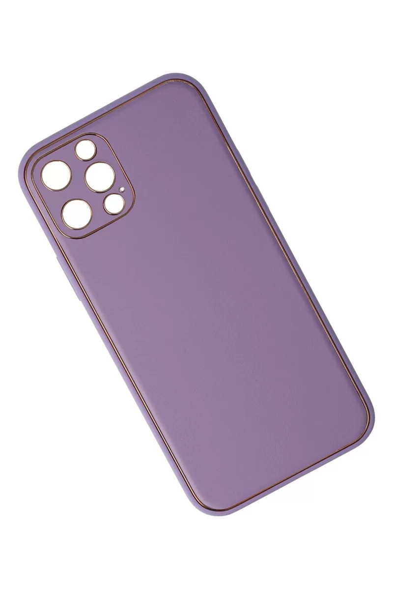 Newface Apple iPhone 12 Pro Kılıf Coco Deri Silikon Kapak - Lila