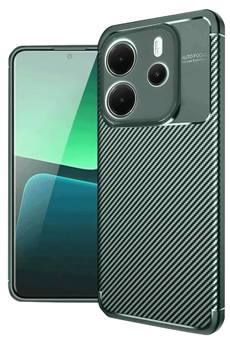 Newface Xiaomi Redmi Note 14 4G Kılıf Auto Focus Karbon Kapak - Koyu Yeşil