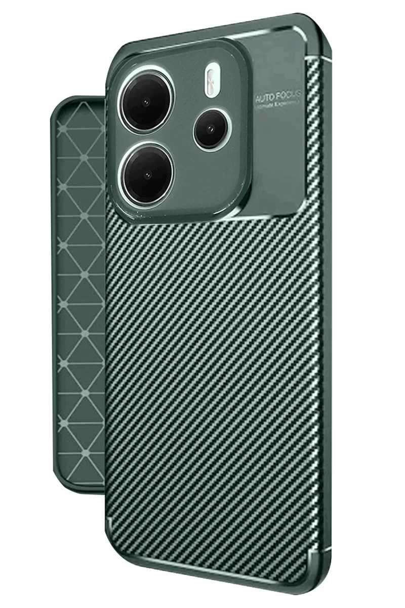 Newface Xiaomi Redmi Note 14 4G Kılıf Auto Focus Karbon Kapak - Koyu Yeşil