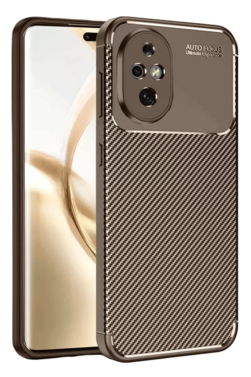 Newface Honor 200 Kılıf Auto Focus Karbon Kapak - Kahverengi