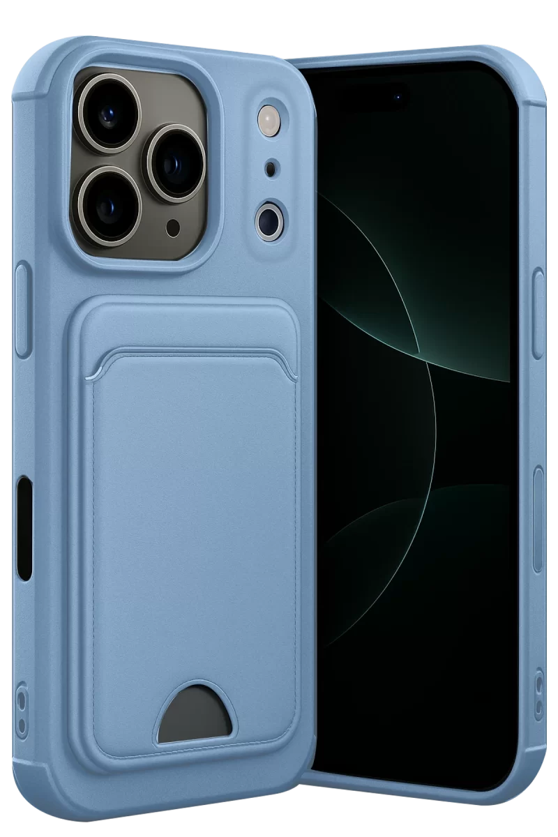 Newface Apple iPhone 17 Pro Kelvin Kartvizitli Silikon - Mavi
