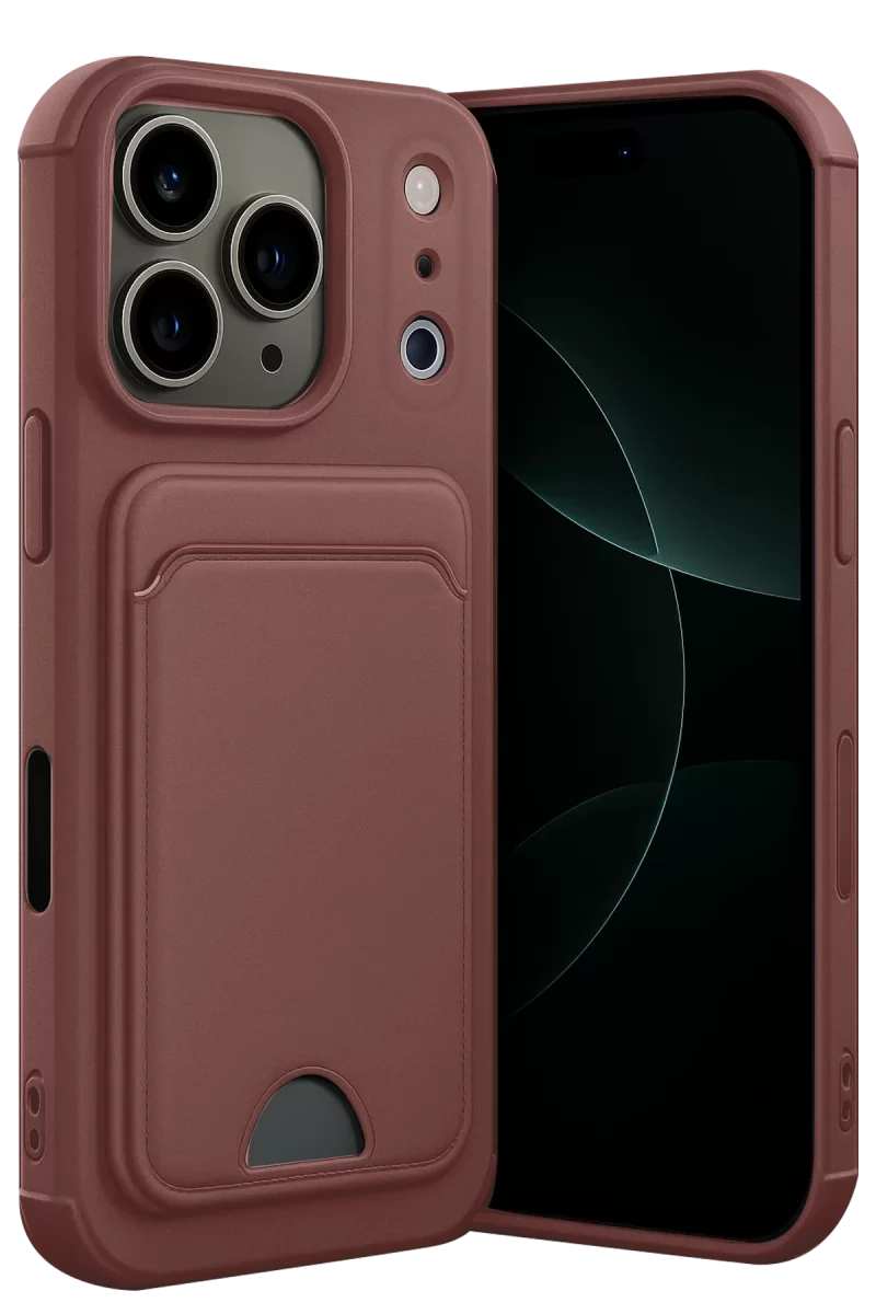 Newface Apple iPhone 17 Pro Kelvin Kartvizitli Silikon - Bordo