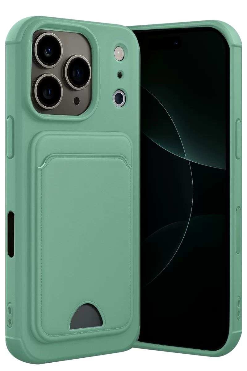 Newface Apple iPhone 17 Pro Kelvin Kartvizitli Silikon - Açık Yeşil