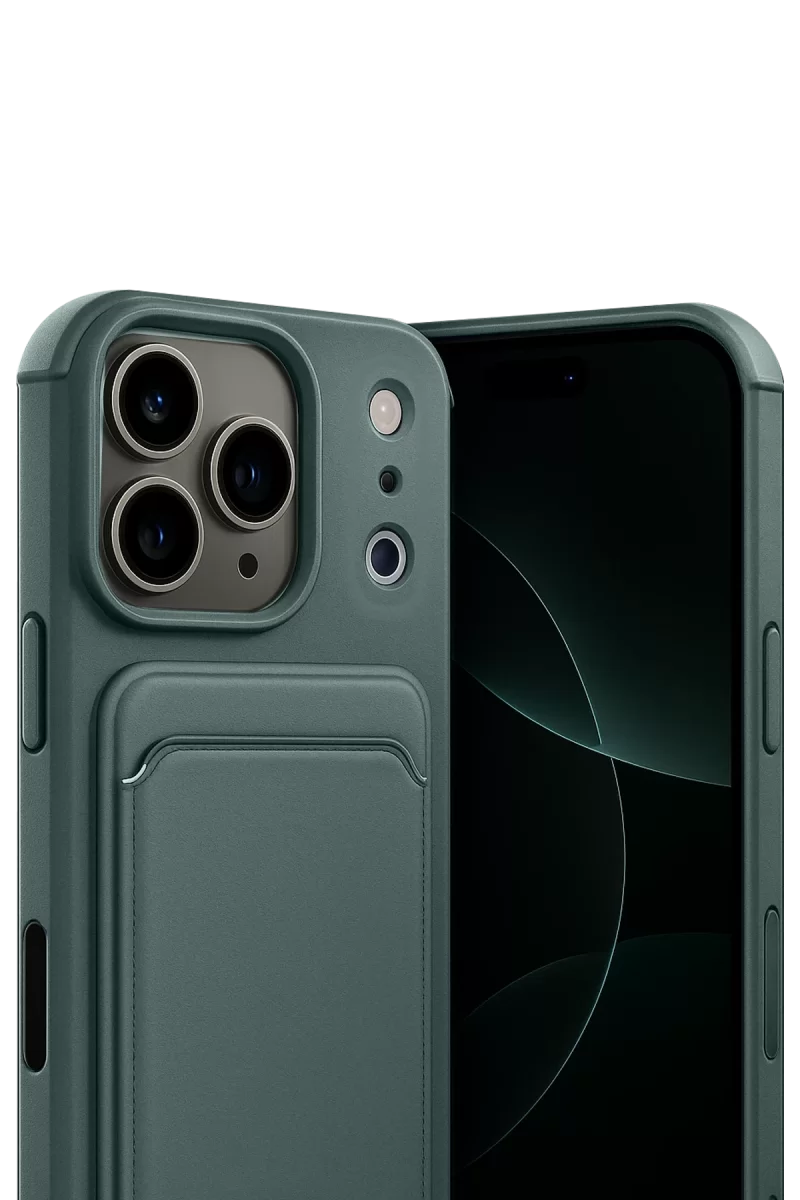 Newface Apple iPhone 17 Pro Max Kelvin Kartvizitli Silikon - Koyu Yeşil