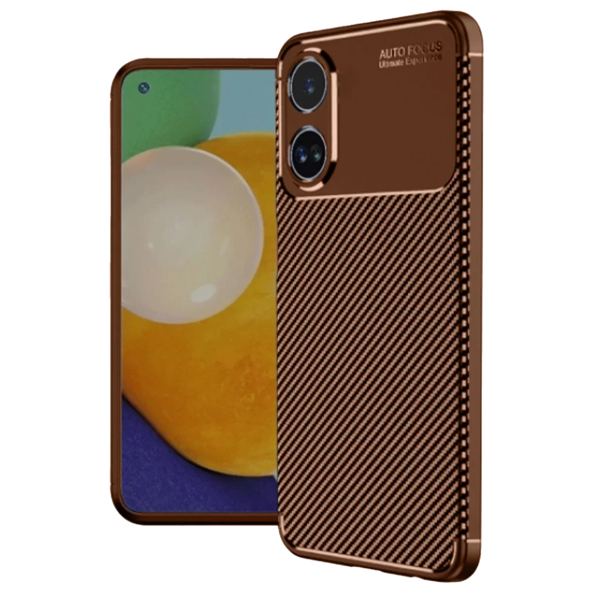 Newface Oppo A38 Kılıf Auto Focus Karbon Kapak - Kahverengi