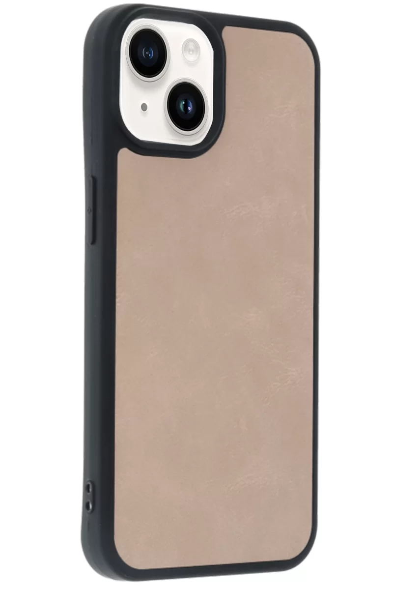 Newface Apple iPhone 14 Kılıf Aras Deri Kapak - Pudra