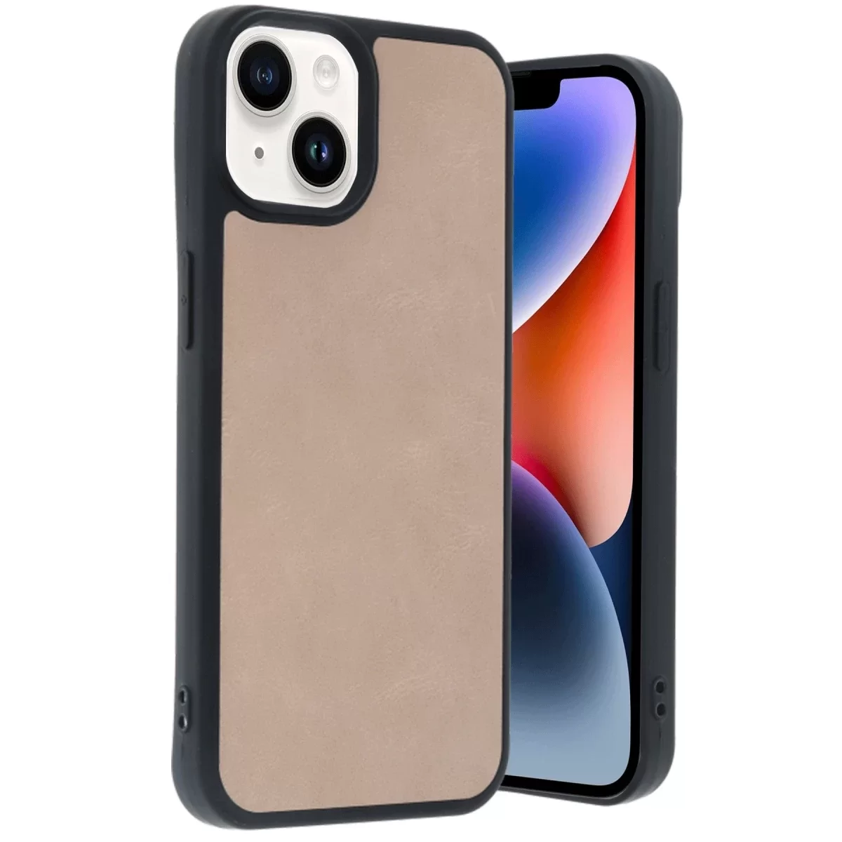 Newface Apple iPhone 14 Kılıf Aras Deri Kapak - Pudra