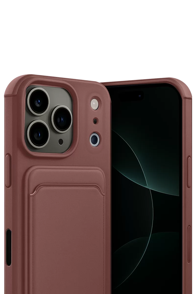 Newface Apple iPhone 17 Pro Max Kelvin Kartvizitli Silikon - Bordo