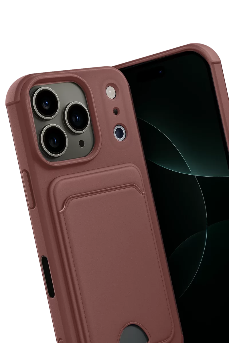 Newface Apple iPhone 17 Pro Max Kelvin Kartvizitli Silikon - Bordo