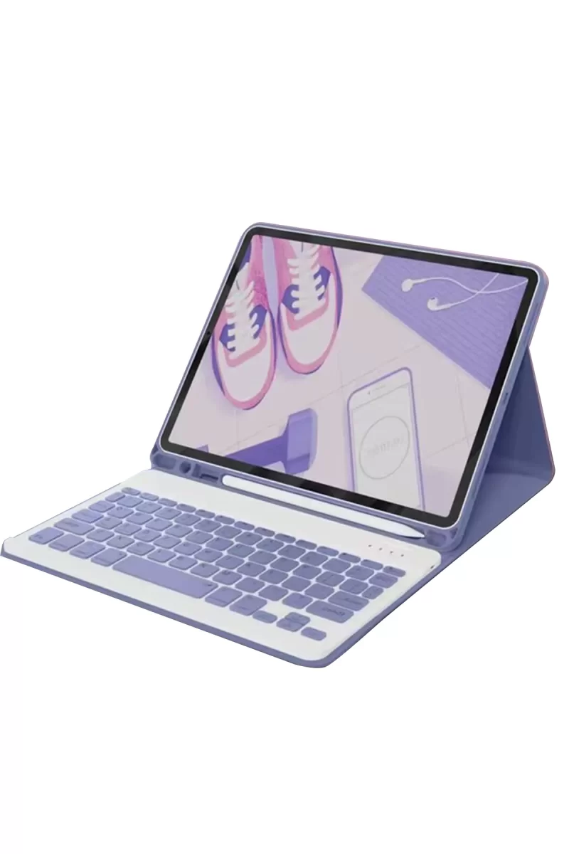Newface Apple iPad Air 11 (2024) Kılıf KC01 Smart Klavyeli Tablet Kılıfı - Derin Mor