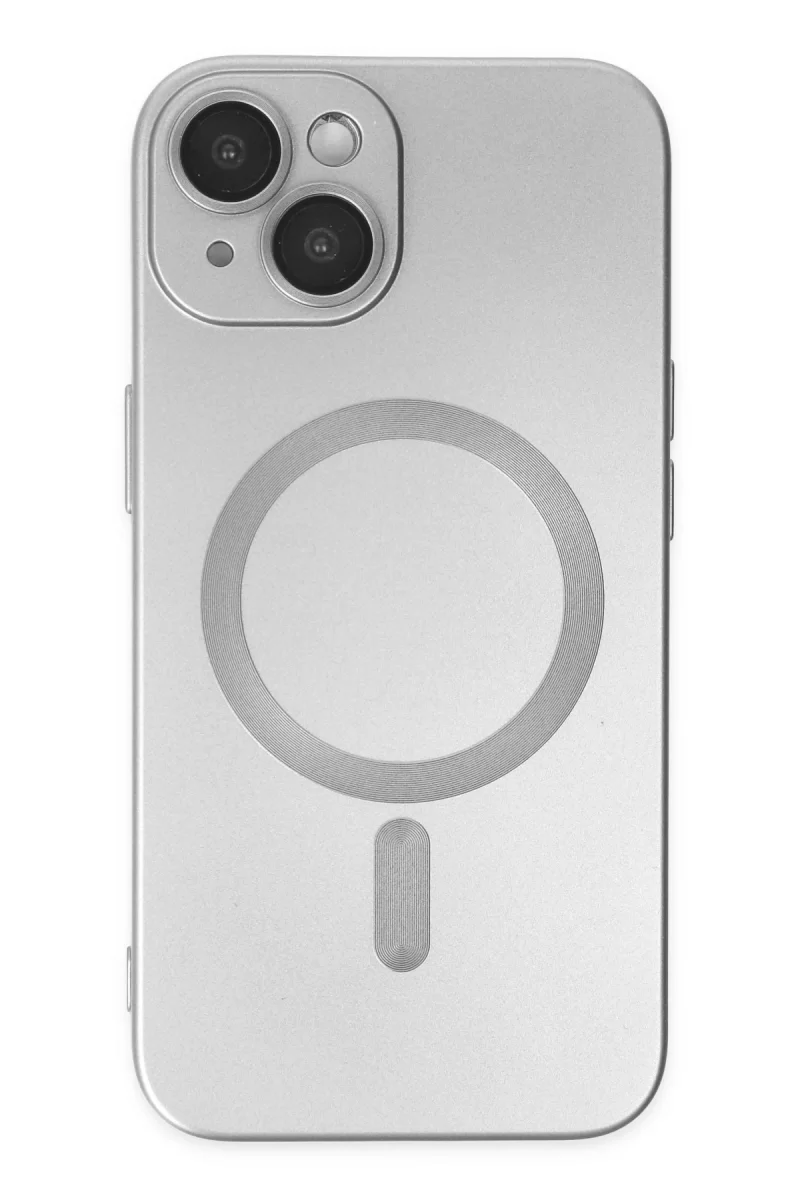 Newface Apple iPhone 14 Plus Kılıf Moshi Lens Magneticsafe Silikon - Gümüş