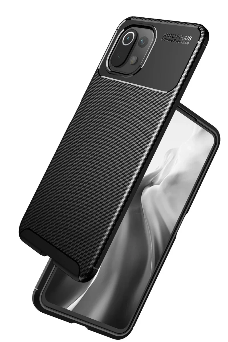 Newface Xiaomi Mİ 11 Lite Kılıf Auto Focus Karbon Kapak - Siyah